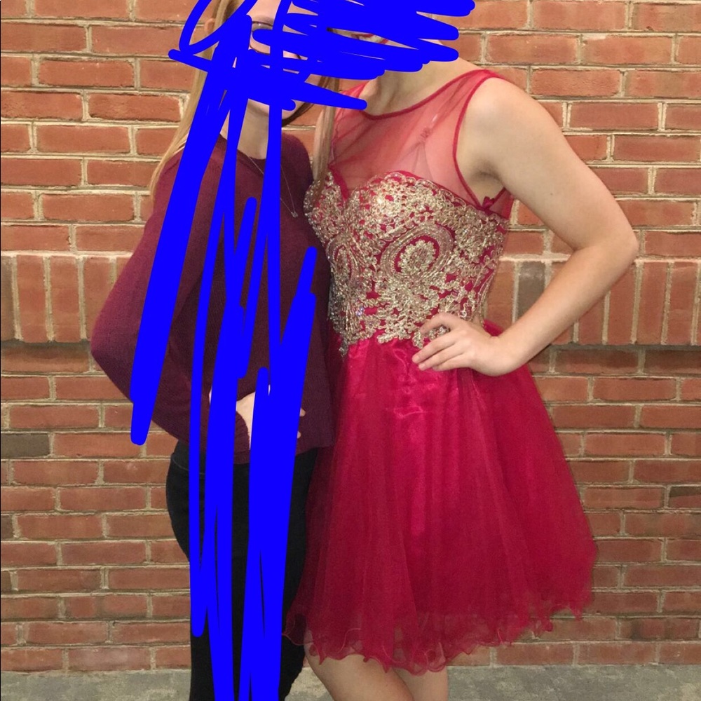 Short red/gold dress